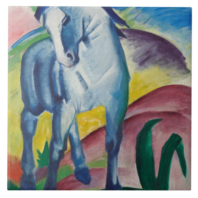 Vintage Franz Marc Blue Horses Ceramic Tile (Front)