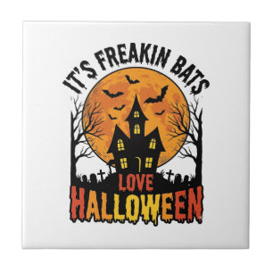 Vintage Freakin Bats Love Halloween Shirt Design_1 Ceramic Tile