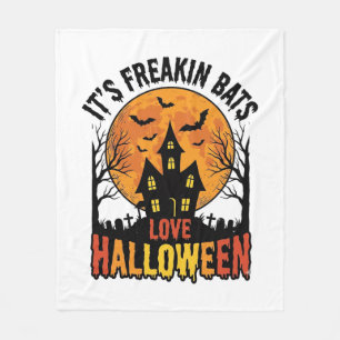 Vintage Freakin Bats Love Halloween Shirt Design_1 Fleece Blanket