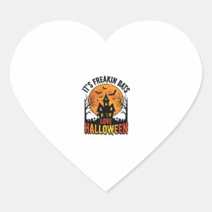 Vintage Freakin Bats Love Halloween Shirt Design_1 Heart Sticker