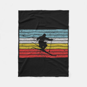 Vintage Free-style Ski Sports Design Skier Jumping Fleece Blanket