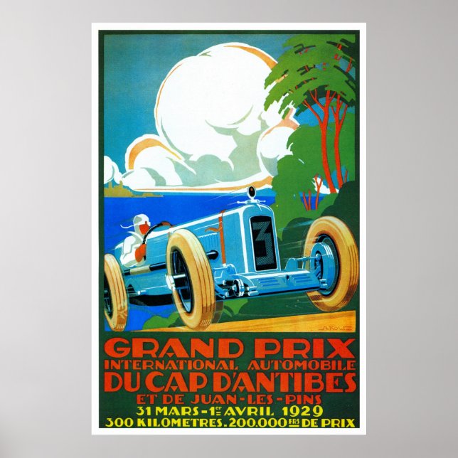 Vintage French 1920s Racing cars Grand Prix Poster (Front)