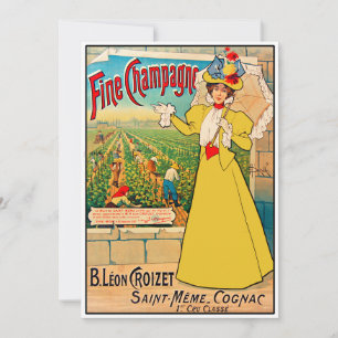 Vintage French Ad for Fine Champagne Thank You Card