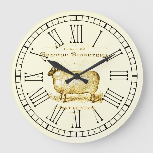 Vintage French Advertisement Sheep Large Clock (Front)