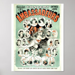 Vintage French Advertising Concert Show 1881 Poster