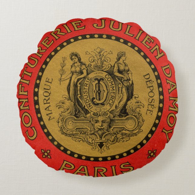 Vintage French Advertising Labels Throw Pillow (Front)