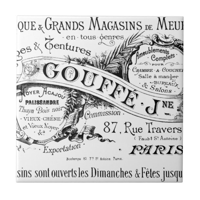 vintage french advertising typography tile (Front)
