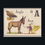 Vintage French Alphabet postcard<br><div class="desc">The old is made new,  as this vintage image from a French ABC book for children becomes a unique postcard.</div>