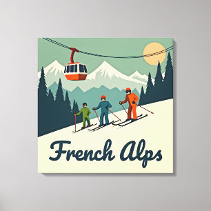 Vintage French Alps : Nostalgic Art Canvas Print