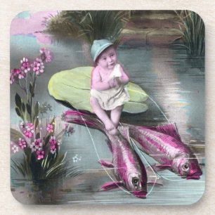 Vintage French April Fool Pistcard Coaster