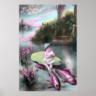 Vintage French April Fool Pistcard Poster