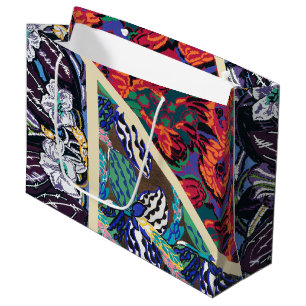Vintage French Art Deco Geometric Floral Patterns Large Gift Bag