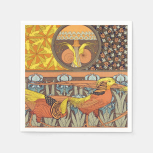 Vintage French Art Nouveau Nature Bird Pattern Napkin
