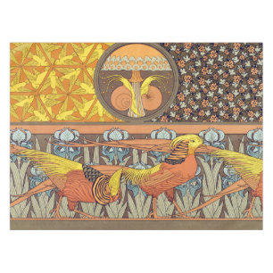 Vintage French Art Nouveau Nature Bird Pattern Tablecloth