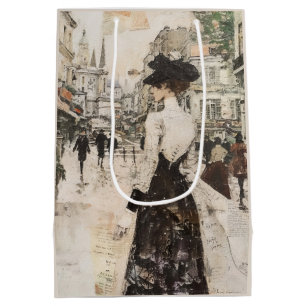 Vintage French Art Style Gift Bag/ Artist Birthday Medium Gift Bag