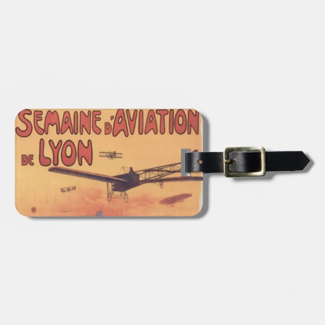 Vintage French Aviation Luggage Tag (Front Horizontal)