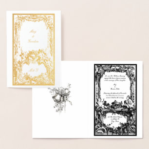 Vintage French Baroque Rococo Ornate Foil Card