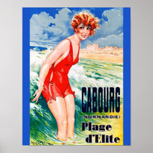 Vintage French Bathing Beauty circa 1925 Normandy Poster