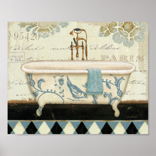Vintage French Bathtub Poster