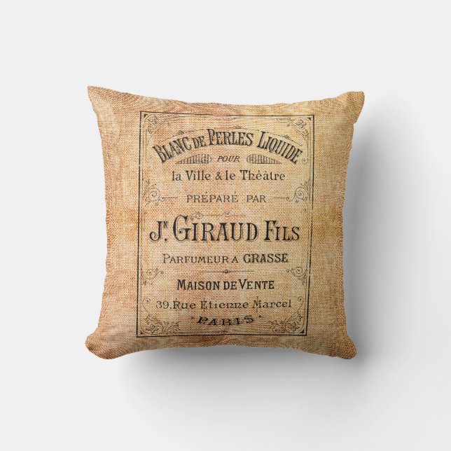 Vintage French beauty label Cushion (Front)