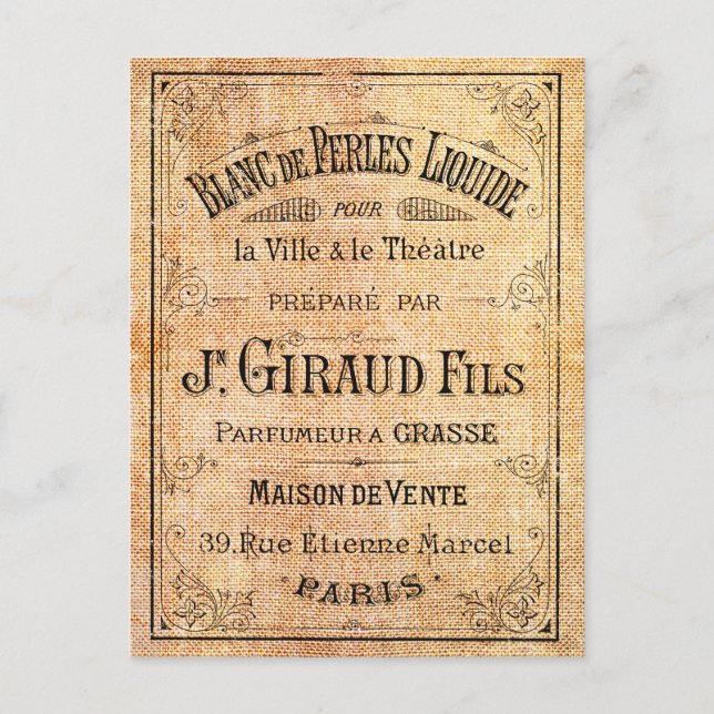 Vintage French beauty label Postcard (Front)