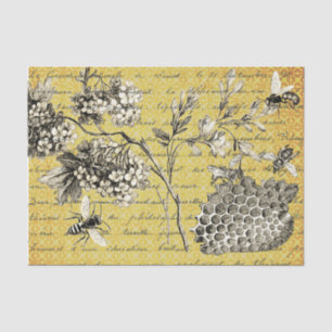 Vintage French Bee and Flower Decoupage Tissue Paper
