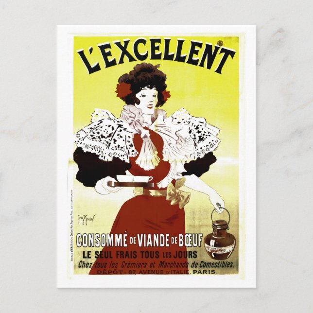 Vintage French beef soup advertising Postcard (Front)