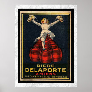 Vintage French Beer Barrel Advertising Poster