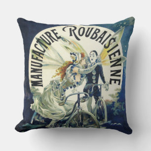 Vintage French Bicycle Advertisement Cushion