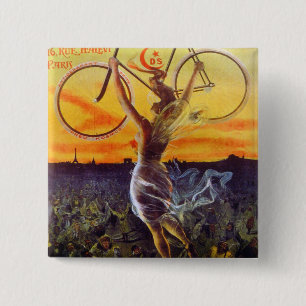 Vintage French Bicycle Art 15 Cm Square Badge