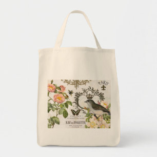 Vintage French Bird with crown tote bag