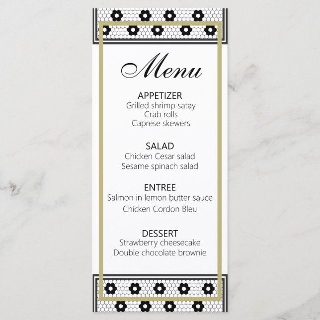 Vintage French Bistro Black White Gold Menu (Front)