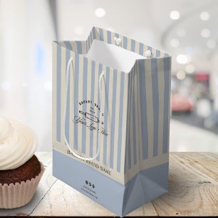 Vintage French Blue Bakery Business Logo Branded  Medium Gift Bag