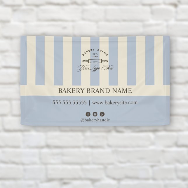 Vintage French Blue Bakery Logo Event Display  Banner (Creator Uploaded)