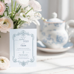 Vintage French Blue Bridal Shower Invitation