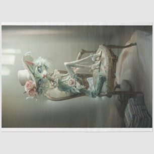 Vintage French Blue Eyed Cat Decoupage Tissue Paper