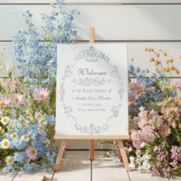 Vintage French Blue Frame Bridal Shower Welcome