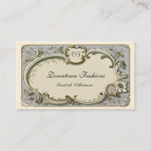Vintage French Blue Scroll Business Card
