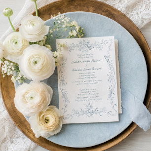 Vintage French Blue Wedding Frame Invitation