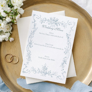Vintage French Blue Wedding Frame Menu