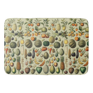 Vintage French Botanical Fruit Poster Art Bath Mat