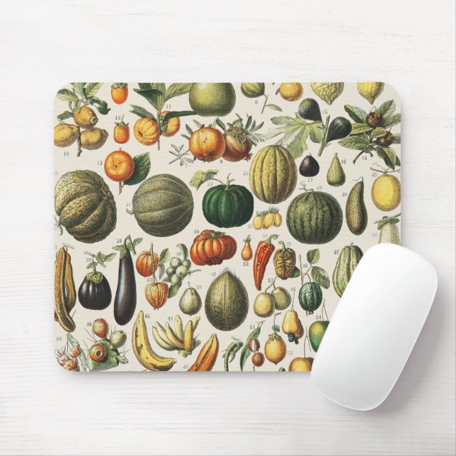 Vintage French Botanical Fruit Poster Art Mouse Pad (With Mouse)