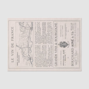 Vintage French Bourgogne Wine Ad Map Decoupage Tissue Paper