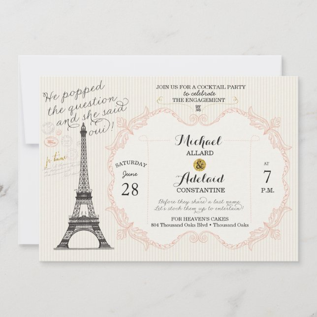 Vintage French Bridal Shower Invitations (Front)