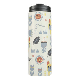 vintage French bulldog and Scandinavian flower ill Thermal Tumbler