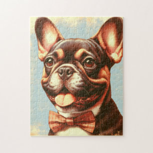 Vintage French Bulldog Painting Portrait Jigsaw Puzzle