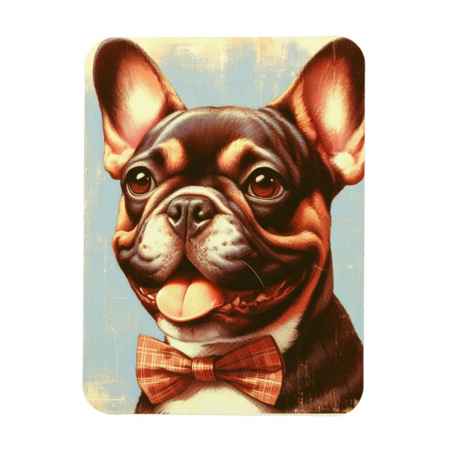Vintage French Bulldog Painting Portrait Magnet (Vertical)