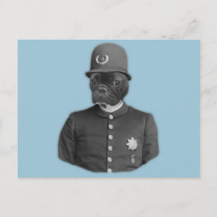 Vintage French Bulldog Policeman Postcard