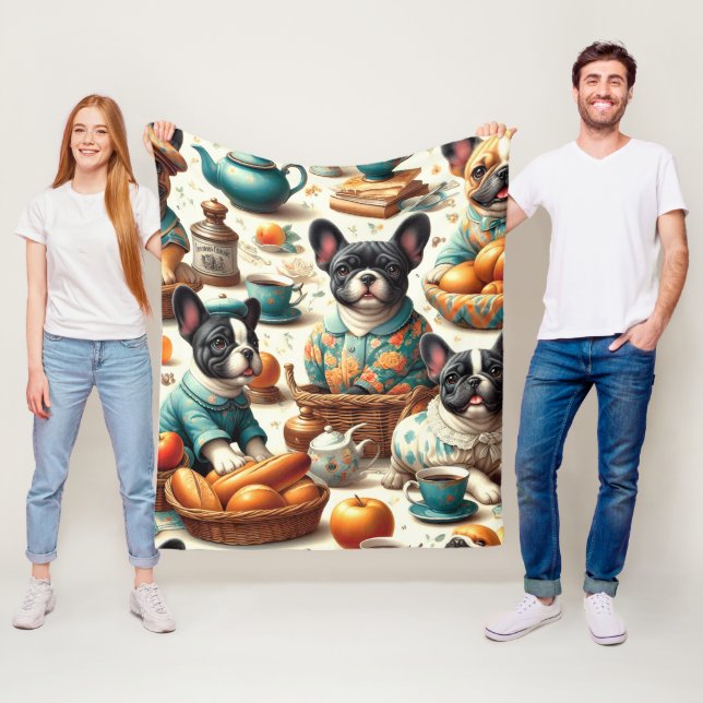 Vintage French Bulldog Seamless Fleece Blanket (In Situ)