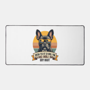 Vintage French Bulldog Sunglasses My Job Is To Sit Desk Mat